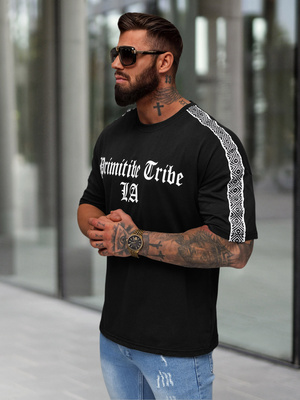 T-shirt męski slim fit czarny OZONEE JS/8B1380/3