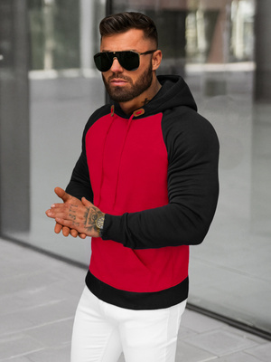 Bluza z kapturem męska czerwona OZONEE JS/8B157/18