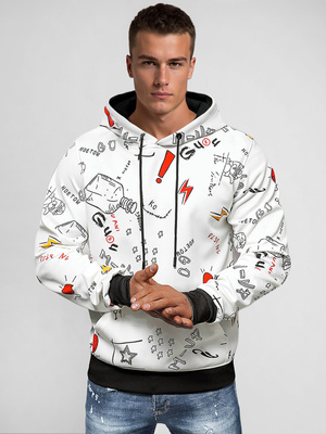 Bluza z kapturem męska biała OZONEE JS/8B1223/1Z