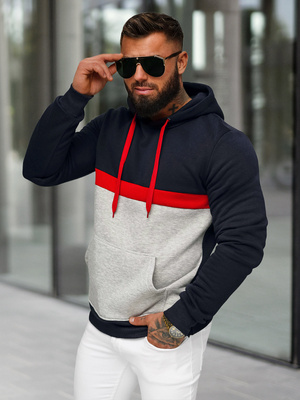 Bluza z kapturem męska granatowa OZONEE JS/8B1319/25