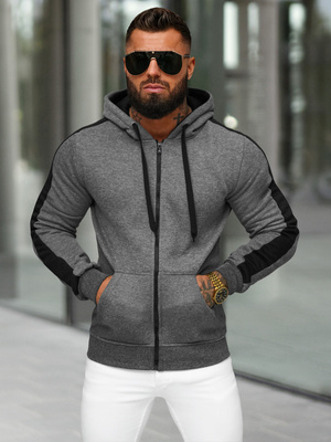 Bluza męska z kapturem rozpinana grafitowa OZONEE JS/8B1335/5