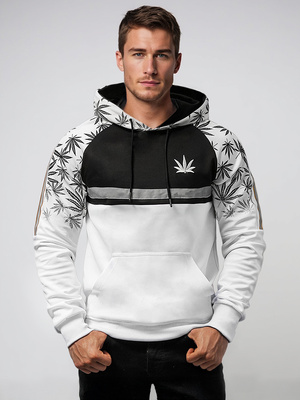 Bluza z kapturem męska biała OZONEE O/B268