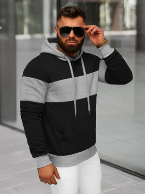 Bluza z kapturem męska czarna OZONEE JS/8B1313/3