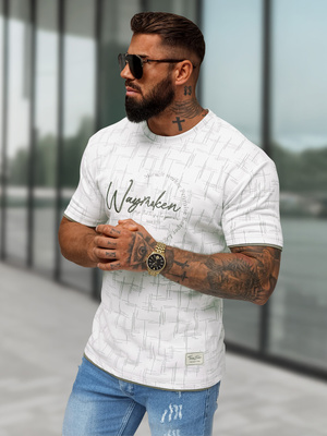 T-shirt męski regular fit biały OZONEE O/QQ1535