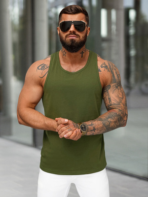 Koszulka bez rękawów męska khaki OZONEE JS/99002Z